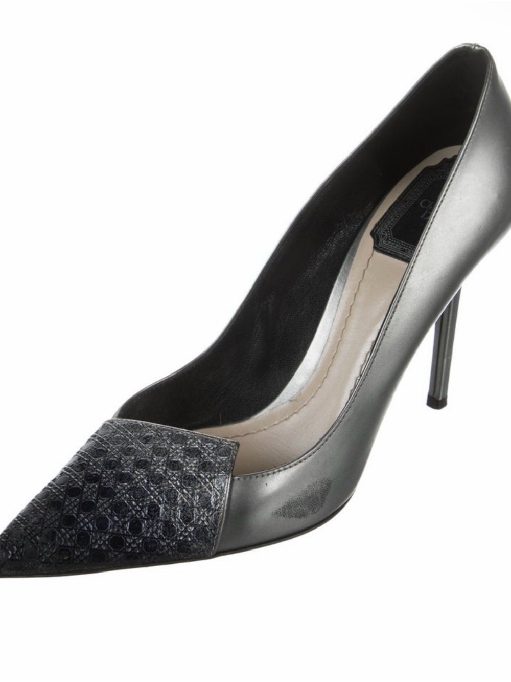Dior Black Pointed Toe Mixed-Texture Pumps - Picture 5 of 5